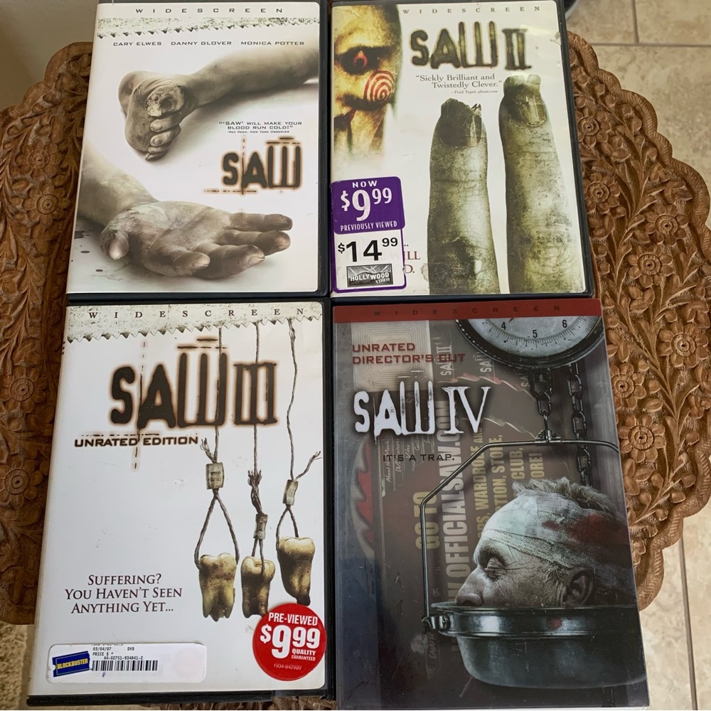 Saw 1-4 - Horror Movie Lot - Saw, Saw II, Saw III, Saw IV - DVD